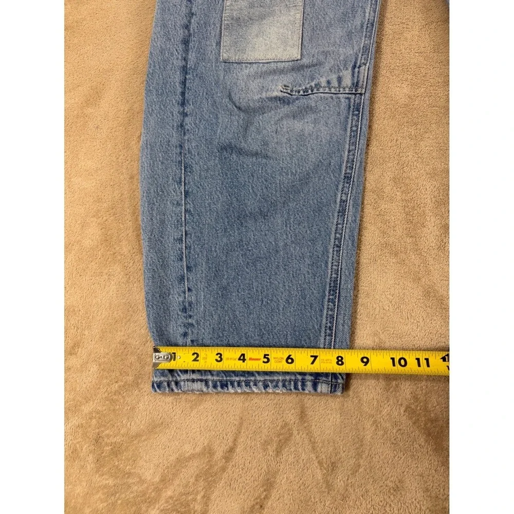 We The Free Moxie Low Rise Barrel Jeans‎ Light Wash 25(30) Blue Patchwork  EUC
